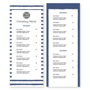 Summer Stripes Menu 4-1/4"x11" Rectangle Vertical - Blue Stratos