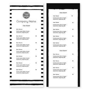 Summer Stripes Menu 4-1/4"x11" Rectangle Vertical - Black