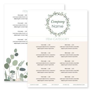 Eucalyptus Rose Menu 8-1/2"x11" Rectangle Vertical - Wheat