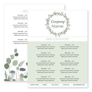 Eucalyptus Rose Menu 8-1/2"x11" Rectangle Vertical - De York Green