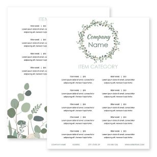 Eucalyptus Rose Menu 8-1/2"x11" Rectangle Vertical - White