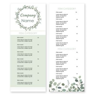 Eucalyptus Rose Menu 4-1/4"x11" Rectangle Vertical - De York Green