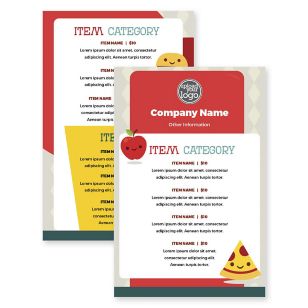 Fun Eats Menu 5-1/2"x8-1/2" Rectangle Vertical - Red