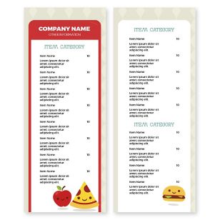 Fun Eats Menu 4-1/4"x11" Rectangle Vertical - Red