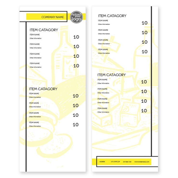 Cut The Cheese Menu 4-1/4"x11" Rectangle Vertical - Yellow (PMS-Yellow C)