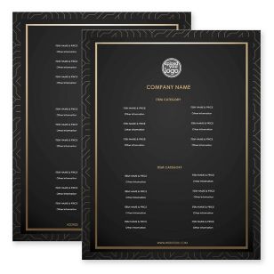 Uptown Liege Menu 8-1/2"x11" Rectangle Vertical - Black