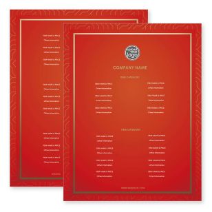 Uptown Liege Menu 8-1/2"x11" Rectangle Vertical - Red