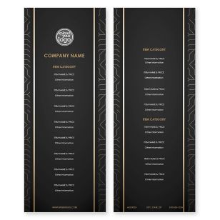 Uptown Liege Menu 4-1/4"x11" Rectangle Vertical - Black