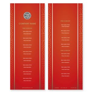 Uptown Liege Menu 4-1/4"x11" Rectangle Vertical - Red