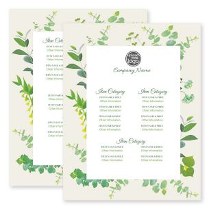 Botanical Life Menu 8-1/2"x11" Rectangle Vertical - White