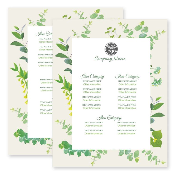 Botanical Life Menu 8-1/2"x11" Rectangle Vertical - White