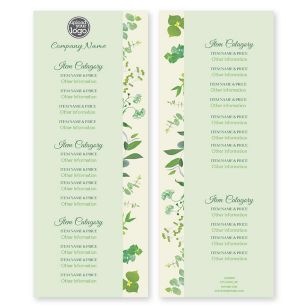 Botanical Life Menu 4-1/4"x11" Rectangle Vertical - De York Green