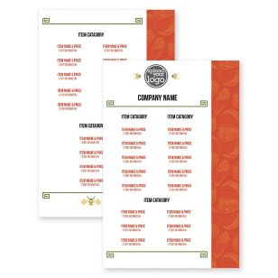 Mexicali Menu 5-1/2"x8-1/2" Rectangle Vertical - Desert Orange Red