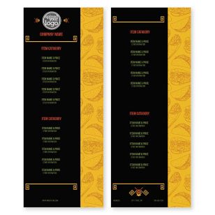 Mexicali Menu 4-1/4"x11" Rectangle Vertical - Black