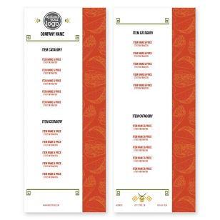 Mexicali Menu 4-1/4"x11" Rectangle Vertical - Desert Orange Red