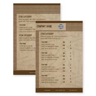 Park and Dine Menu 5-1/2"x8-1/2" Rectangle Vertical - Brown