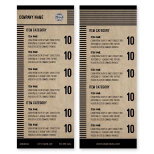 Park and Dine Menu 4-1/4"x11" Rectangle Vertical - Black