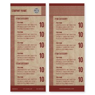 Park and Dine Menu 4-1/4"x11" Rectangle Vertical - Wine