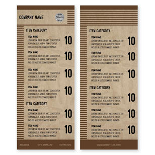 Park and Dine Menu 4-1/4"x11" Rectangle Vertical - Brown