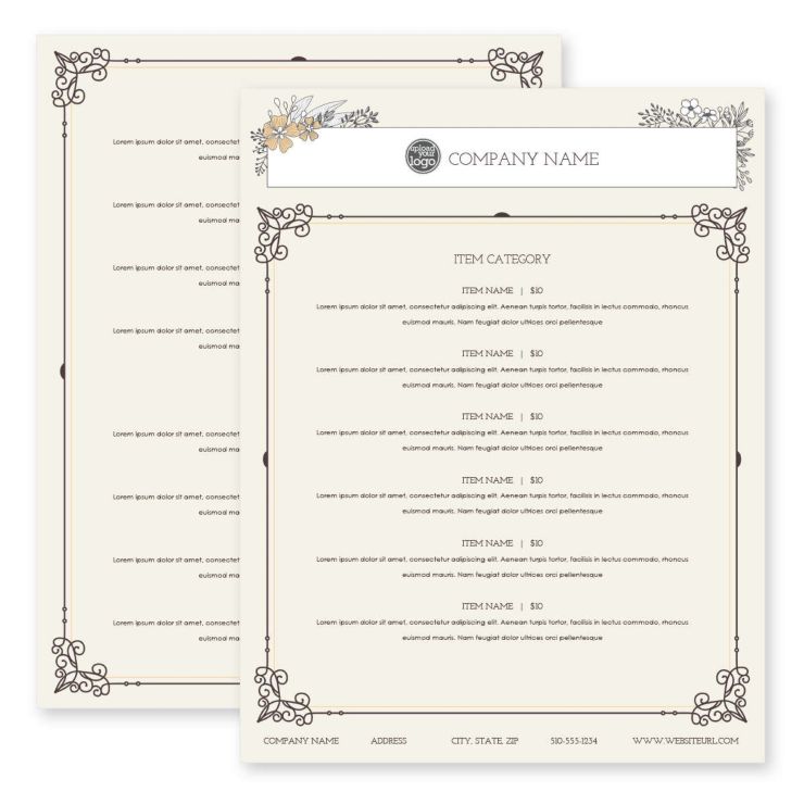 Five Petals Menu 8-1/2"x11" Rectangle Vertical