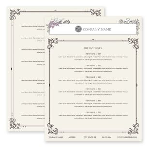 Five Petals Menu 8-1/2"x11" Rectangle Vertical - Periwinkle Gray