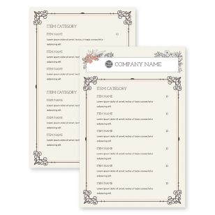 Five Petals Menu 5-1/2"x8-1/2" Rectangle Vertical - Apricot