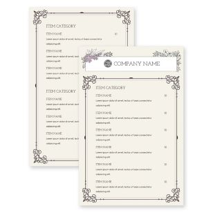 Five Petals Menu 5-1/2"x8-1/2" Rectangle Vertical - Periwinkle Gray