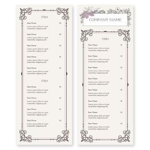 Five Petals Menu 4-1/4"x11" Rectangle Vertical - Periwinkle Gray