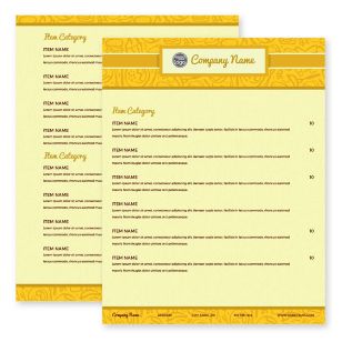 Diner Dance Menu 8-1/2"x11" Rectangle Vertical - Lemon Yellow