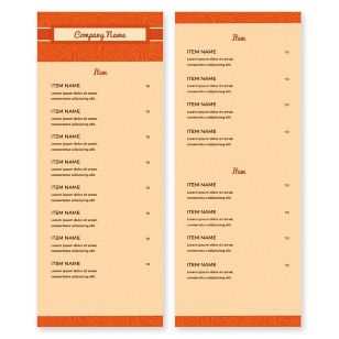 Diner Dance Menu 4-1/4"x11" Rectangle Vertical - Citrus Orange