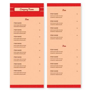 Diner Dance Menu 4-1/4"x11" Rectangle Vertical - Pomegranate Red