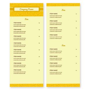 Diner Dance Menu 4-1/4"x11" Rectangle Vertical - Lemon Yellow