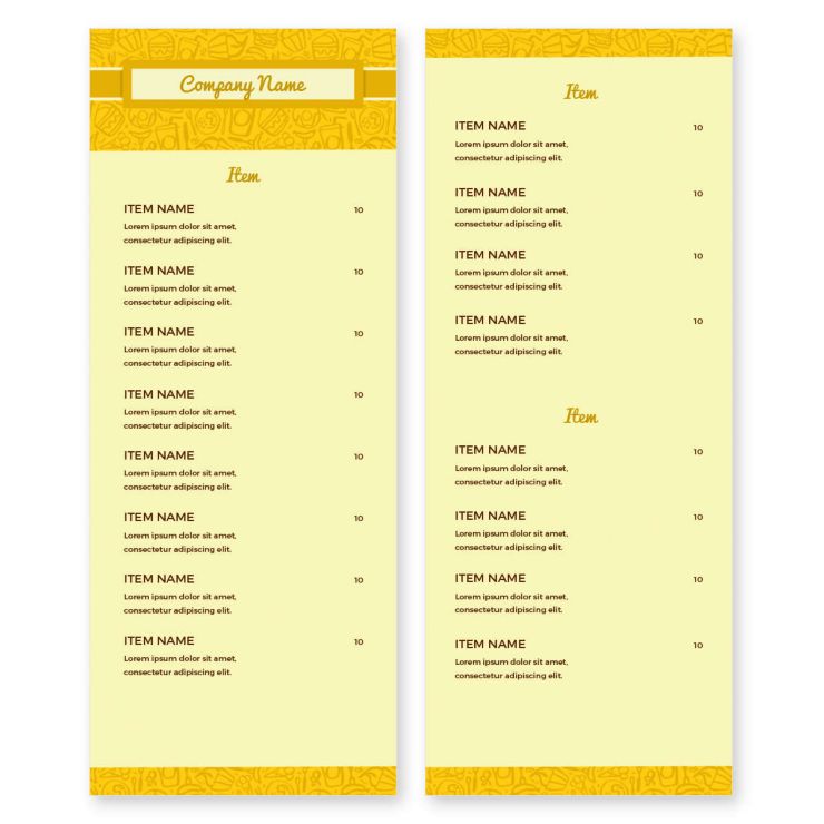 Diner Dance Menu 4-1/4"x11" Rectangle Vertical