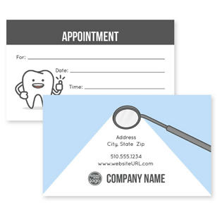Cheery Dentist Business Card 2x3-1/2 Rectangle Horizontal - Blue Shark