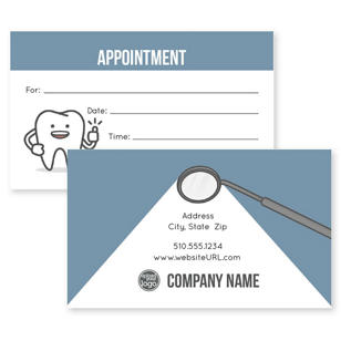 Cheery Dentist Business Card 2x3-1/2 Rectangle Horizontal - Blue Stratos