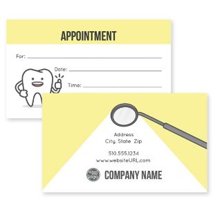 Cheery Dentist Business Card 2x3-1/2 Rectangle Horizontal - Portica Yellow