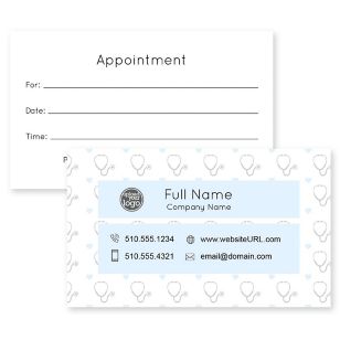 Healthy Hearts Business Card 2x3-1/2 Rectangle Horizontal - Blue, Sky