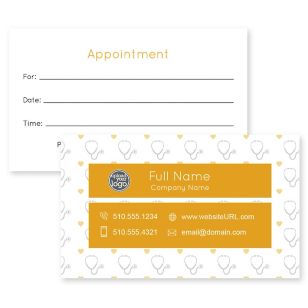 Healthy Hearts Business Card 2x3-1/2 Rectangle Horizontal - Orange Peel