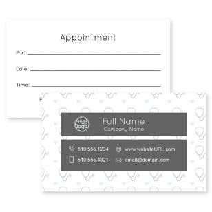 Healthy Hearts Business Card 2x3-1/2 Rectangle Horizontal - Dove Gray