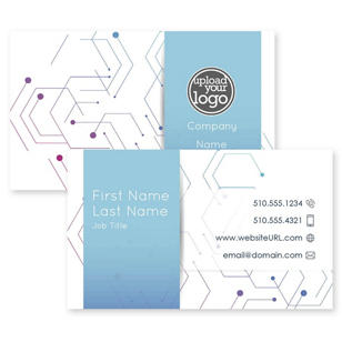 Geo Hex Business Card 2x3-1/2 Rectangle Horizontal - Sky Blue
