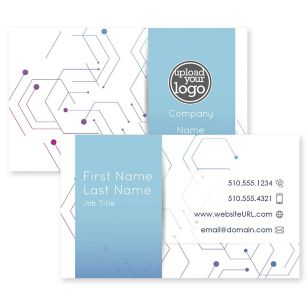 Geo Hex Business Card 2x3-1/2 Rectangle Horizontal - Blue, Sky