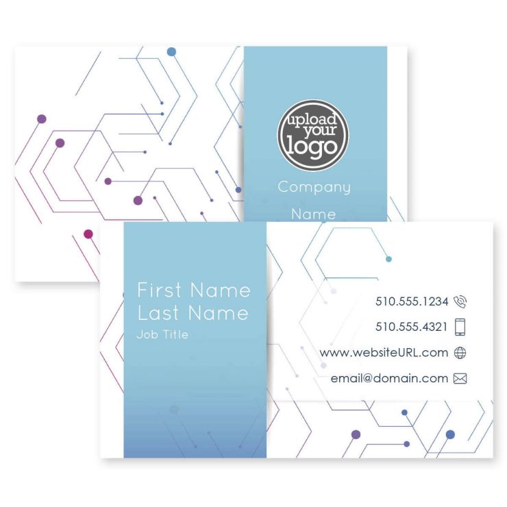 Geo Hex Business Card 2x3-1/2 Rectangle Horizontal - Blue, Sky