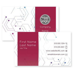 Geo Hex Business Card 2x3-1/2 Rectangle Horizontal - Strawberry Red