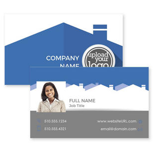 Iconic Homes Business Card 2x3-1/2 Rectangle Horizontal - Blue