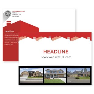 Iconic Homes Postcard 5x7 Rectangle Horizontal - Red