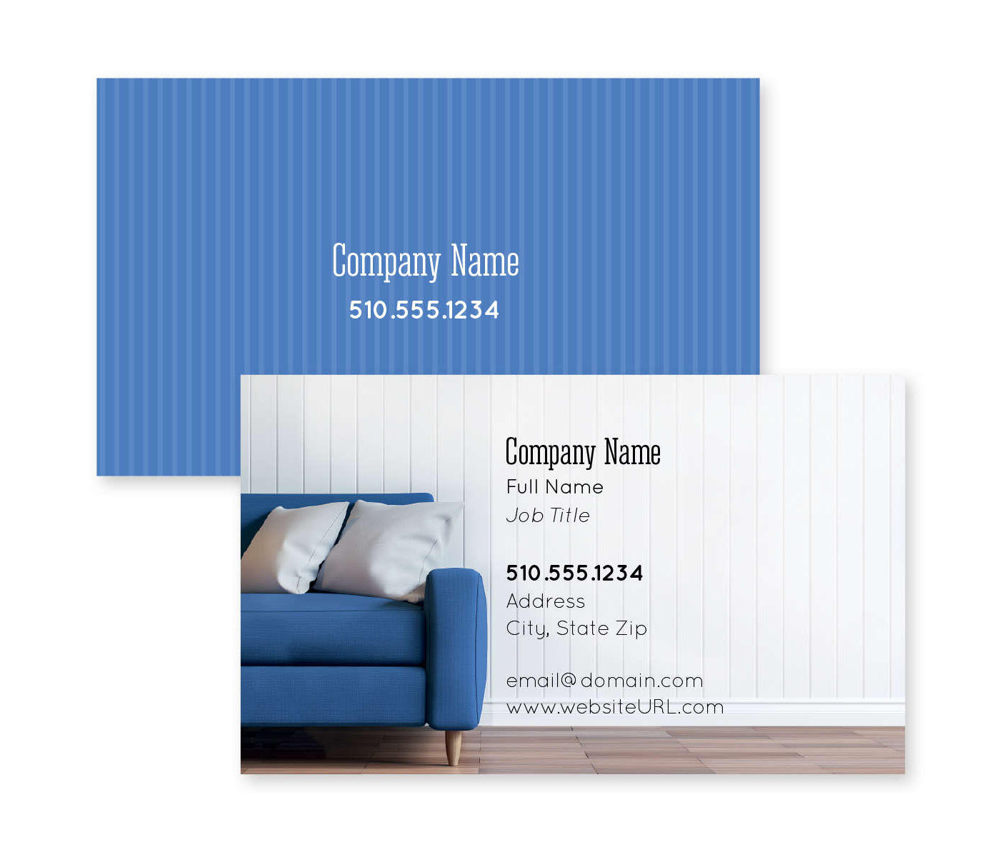 Chair & Sofa Business Card 2x3-1/2 Rectangle Horizontal