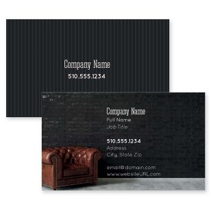 Chair & Sofa Business Card 2x3-1/2 Rectangle Horizontal - Black