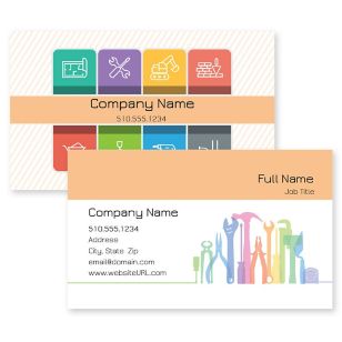 Hand Tool Business Card 2x3-1/2 Rectangle Horizontal - Grandis Orange