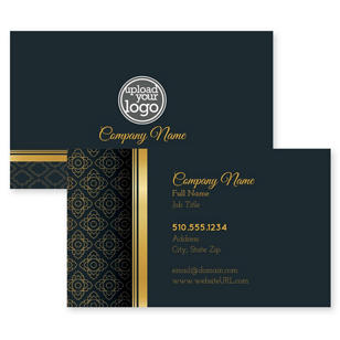 Wedding Emblem Business Card 2x3-1/2 Rectangle Horizontal - Portica Yellow