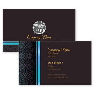 Wedding Emblem Business Card 2x3-1/2 Rectangle Horizontal - Sky Blue
